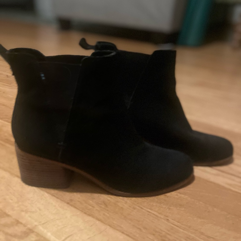 Toms Black Suede Ankle Booties